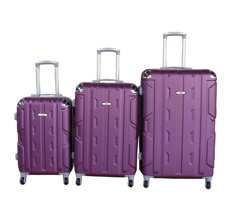 SMTE 3-Piece Travel 30-Inch Luggage Suitcase Bag Set - Stylish - Purple with keychain
