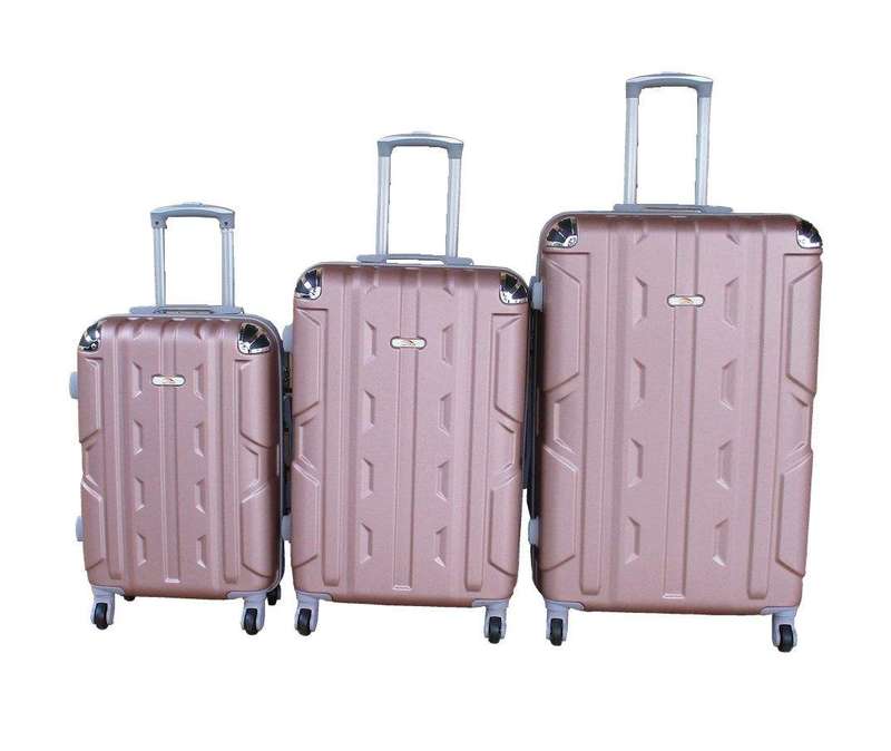 SMTE 3-Piece Travel 30-Inch Luggage Suitcase Bag Set - Stylish - Rose Gold with keychain