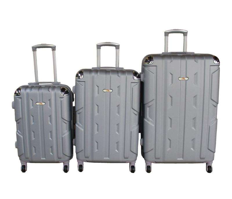 SMTE 3-Piece Travel 30-Inch Luggage Suitcase Bag Set - Stylish - Silver with keychain