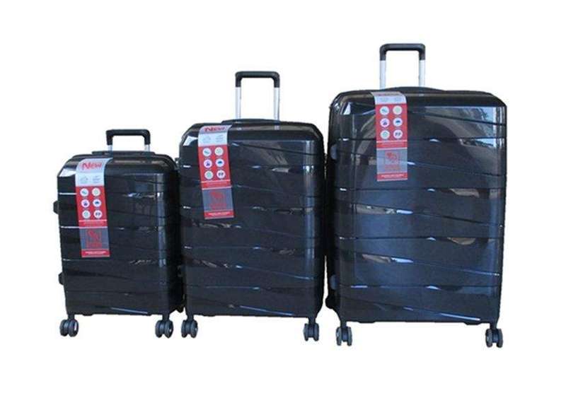 SMTE Unbreakable Travel Luggage 3 Piece Suitcases Spinner - Black with keychain