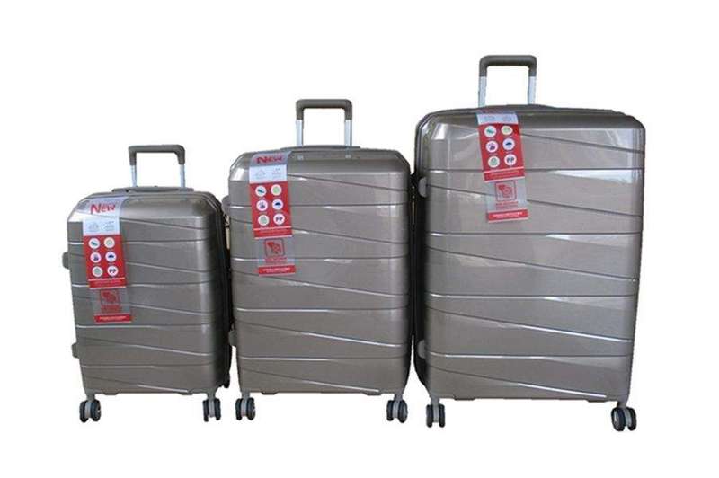 SMTE Unbreakable Travel Luggage 3 Piece Suitcases Spinner - Brown with keychain