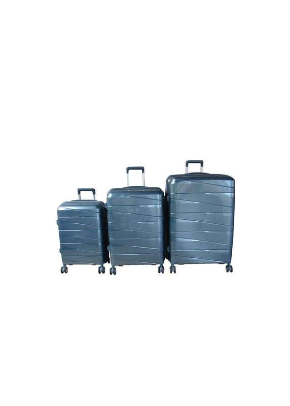 SMTE Unbreakable Travel Luggage 3 Piece Suitcases Spinner - Dark Grey with keychain