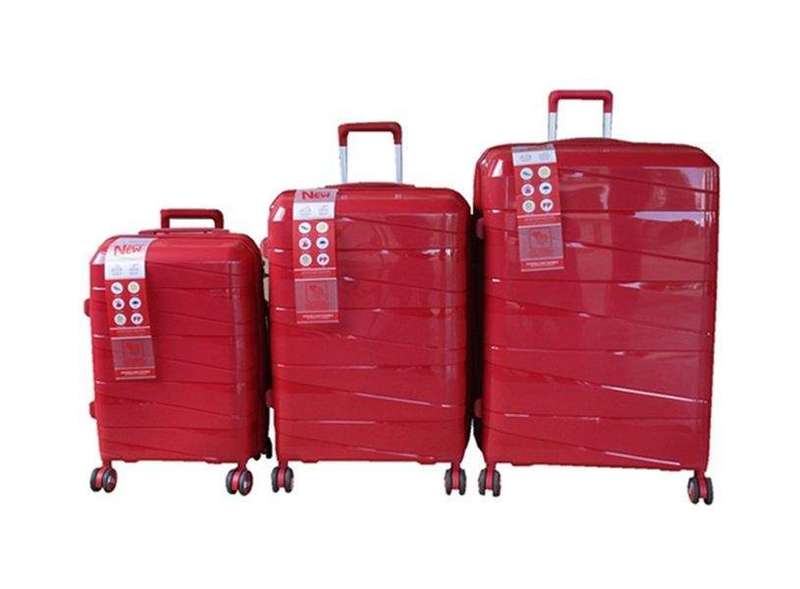 SMTE Unbreakable Travel Luggage 3 Piece Suitcases Spinner - Red with keychain