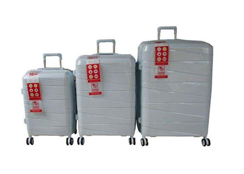 SMTE Unbreakable Travel Luggage 3 Piece Suitcases Spinner - Silver with keychain