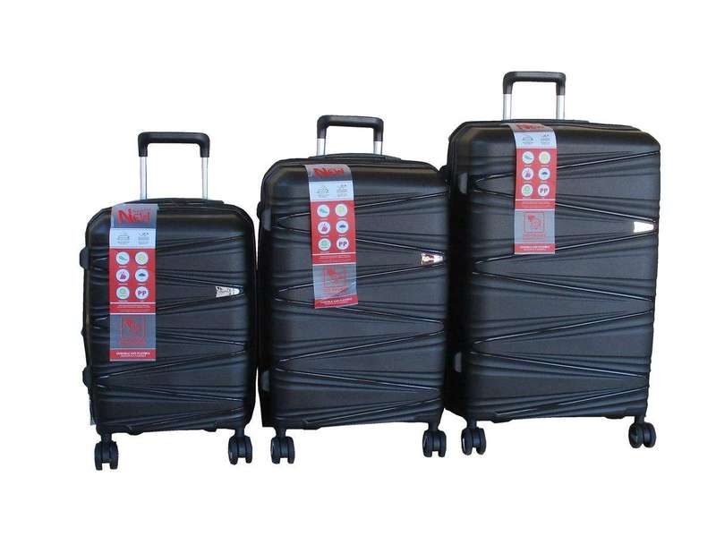 SMTE Unbreakable Travel Luggage 3 Piece Suitcases Spinner - Bkack with keychain