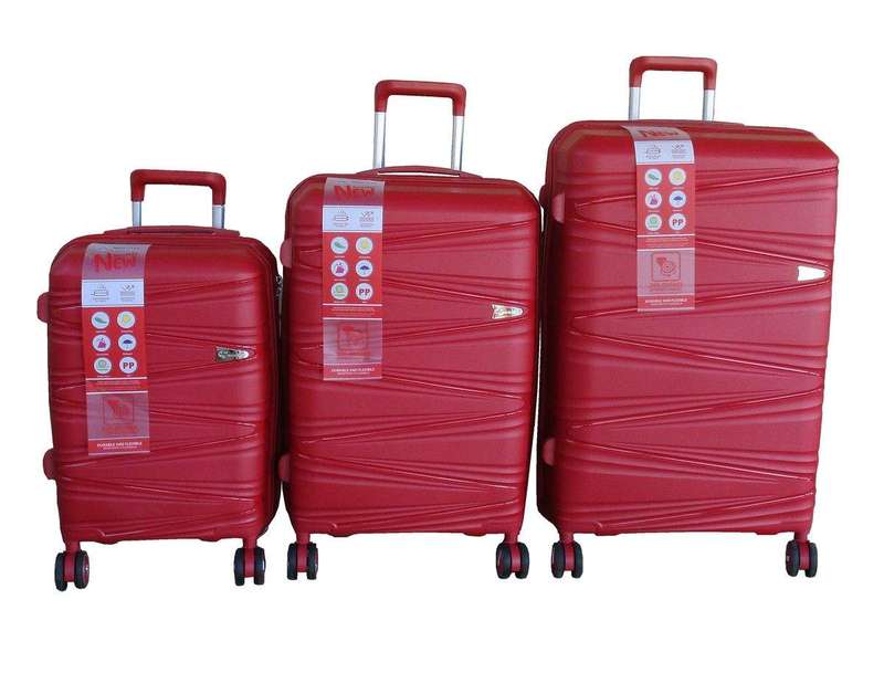 SMTE Unbreakable Travel Luggage 3 Piece Suitcases Spinner - Red with keychain
