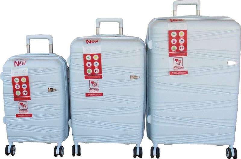 SMTE Unbreakable Travel Luggage 3 Piece Suitcases Spinner - White with keychain