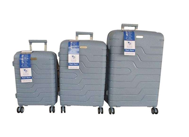 SMTE Unbreakable Travel Luggage 3 Piece Suitcases Spinner - Grey with keychain