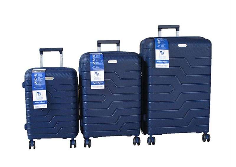 SMTE Unbreakable Travel Luggage 3 Piece Suitcases Spinner - Navy with keychain