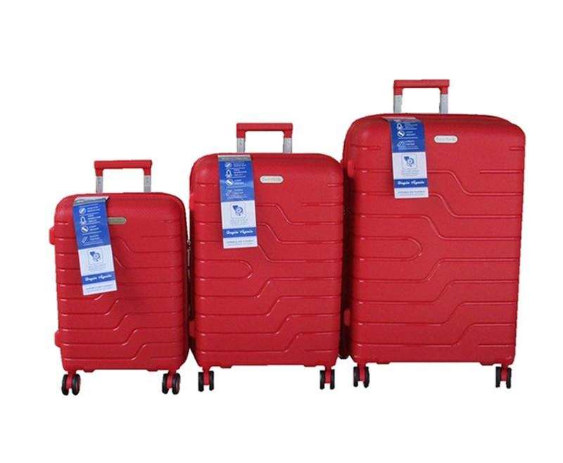 SMTE Unbreakable Travel Luggage 3 Piece Suitcases Spinner - Red with keychain