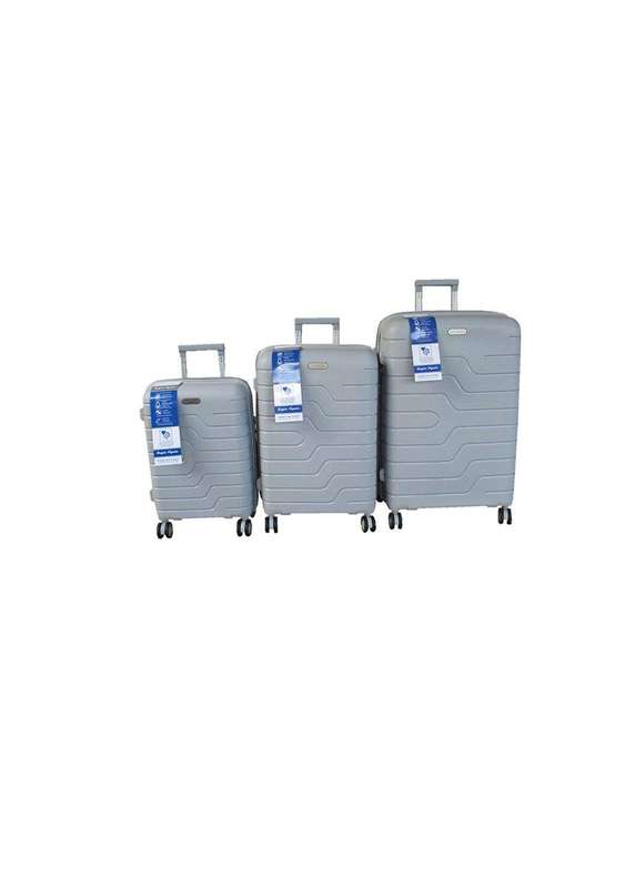 SMTE Unbreakable Travel Luggage 3 Piece Suitcases Spinner - Silver with keychain