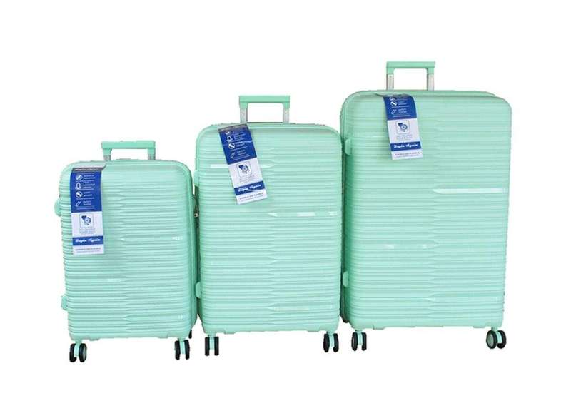 SMTE Unbreakable Travel Luggage 3 Piece Suitcases Spinner - Light Green with keychain