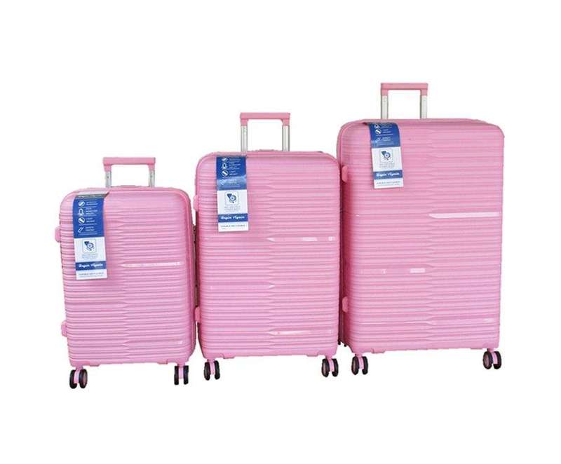 SMTE Unbreakable Travel Luggage 3 Piece Suitcases Spinner - Light Pink with keychain