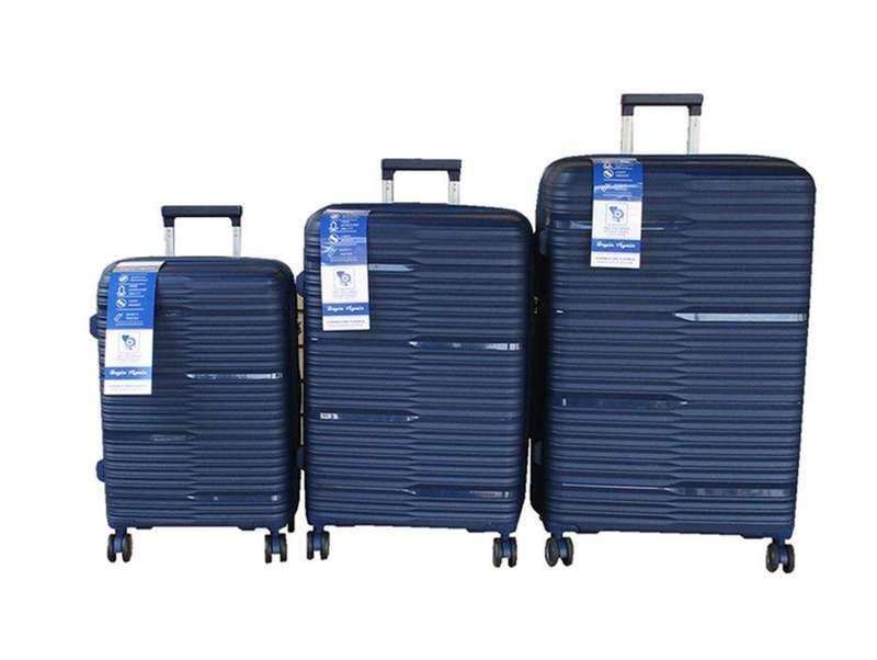 SMTE Unbreakable Travel Luggage 3 Piece Suitcases Spinner - Navy with keychain