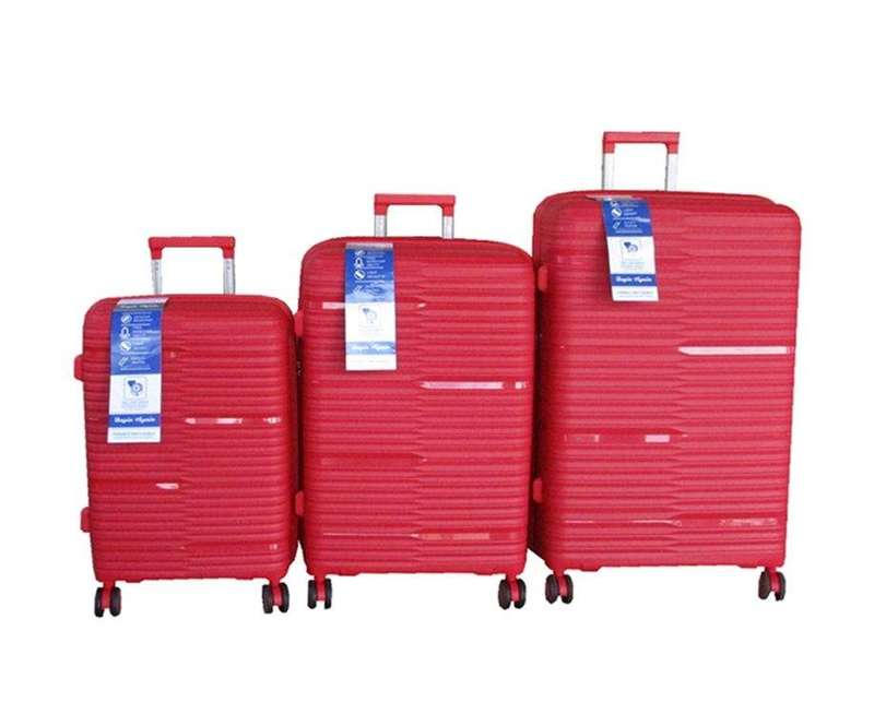 SMTE Unbreakable Travel Luggage 3 Piece Suitcases Spinner - Red with keychain