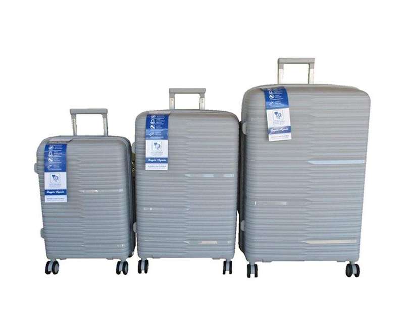 SMTE Unbreakable Travel Luggage 3 Piece Suitcases Spinner - Silver with keychain