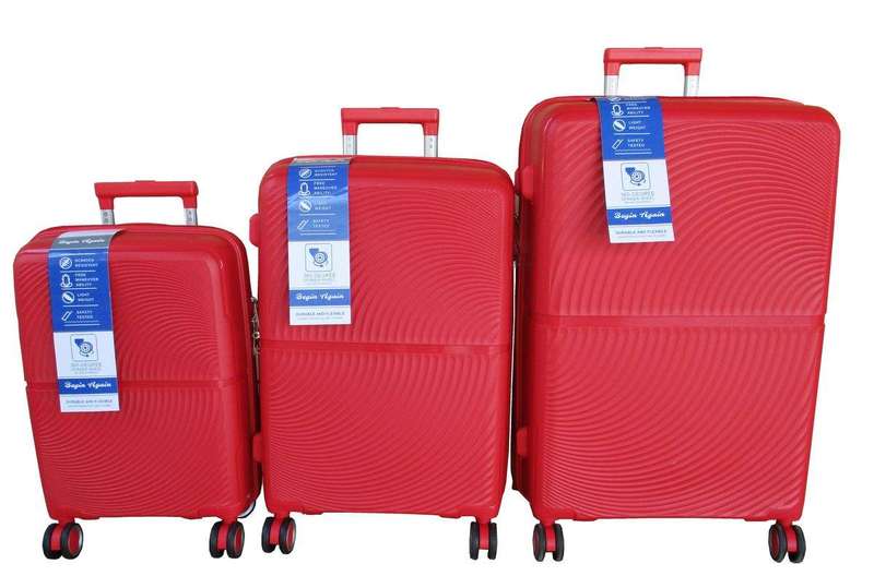 SMTE Unbreakable Travel Luggage 3 Piece Suitcases Spinner - Red with keychain