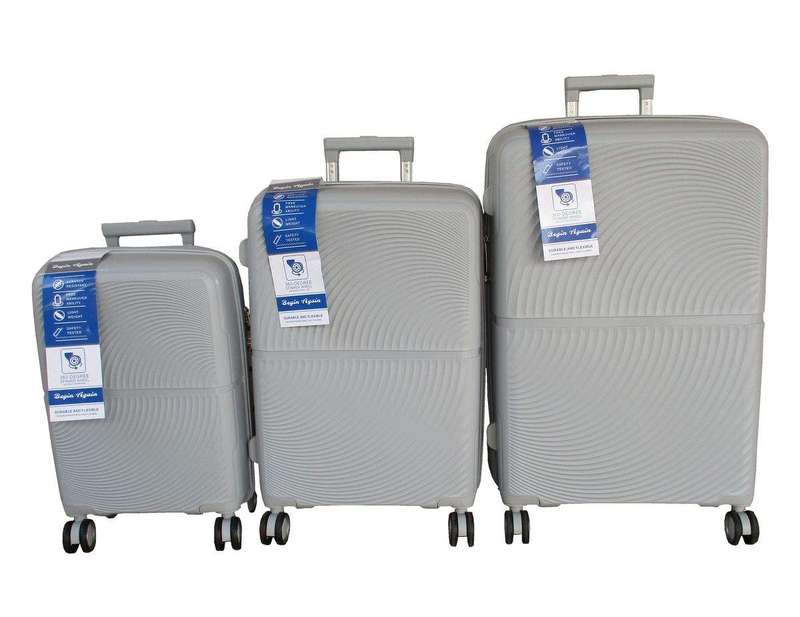 SMTE Unbreakable Travel Luggage 3 Piece Suitcases Spinner - Silver with keychain