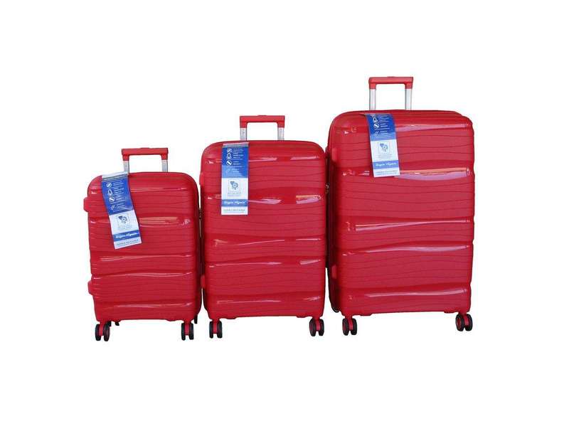 SMTE Unbreakable Travel Luggage 3 Piece Suitcases Spinner - Red with keychain