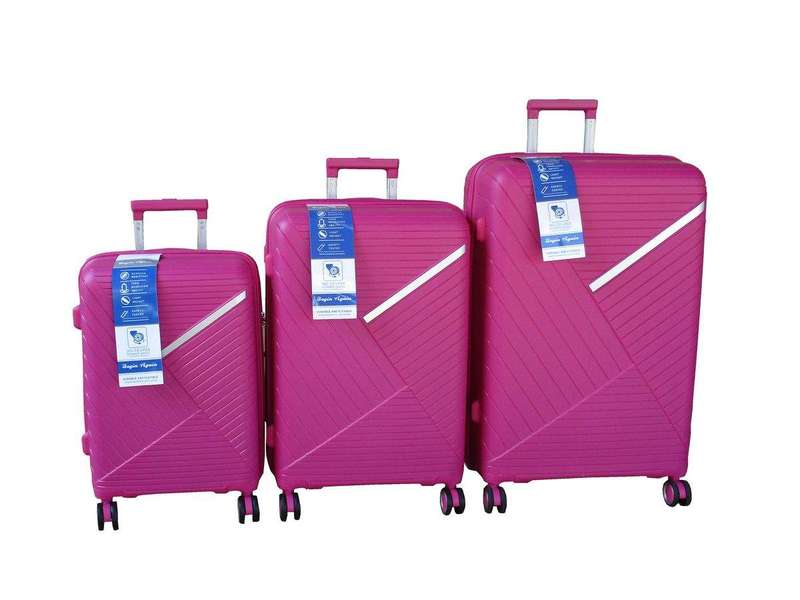 SMTE Unbreakable Travel Luggage 3 Piece Suitcases Spinner - Pink with keychain