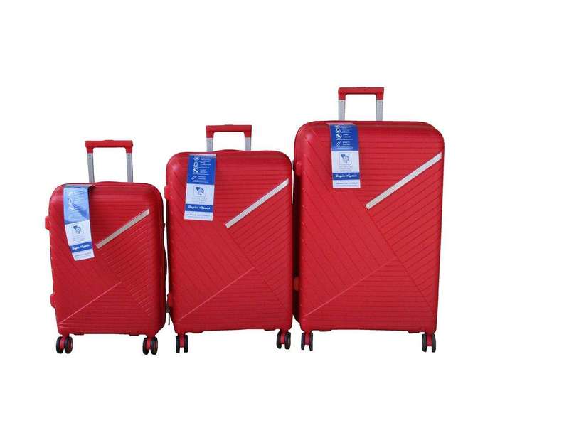 SMTE Unbreakable Travel Luggage 3 Piece Suitcases Spinner - Red with keychain