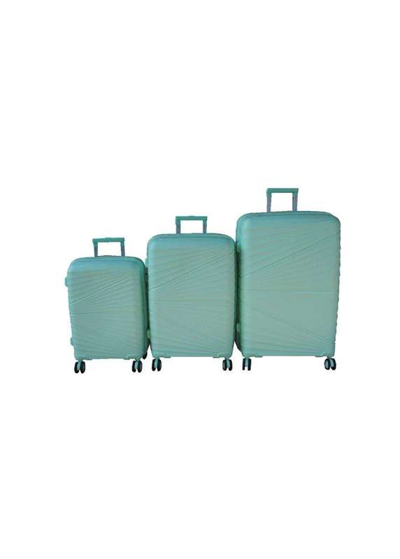 SMTE Unbreakable Travel Luggage 3 Piece Suitcases Spinner - Light Green with keychain