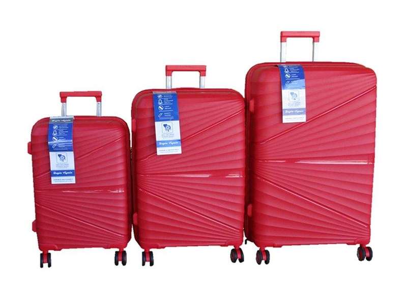 SMTE Unbreakable Travel Luggage 3 Piece Suitcases Spinner - Red with keychain