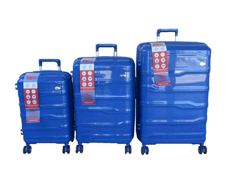 SMTE Unbreakable Travel Luggage 3 Piece Suitcases Spinner - Blue with keychain