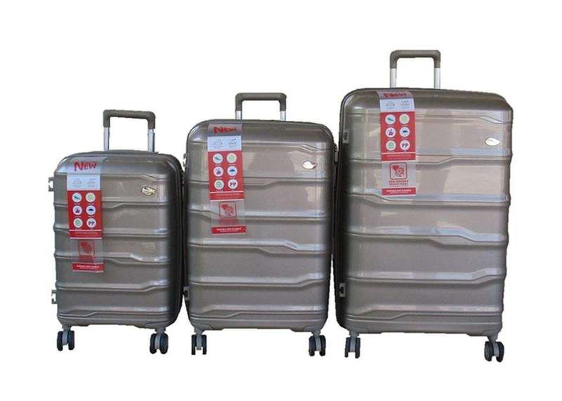 SMTE Unbreakable Travel Luggage 3 Piece Suitcases Spinner - Brown with keychain
