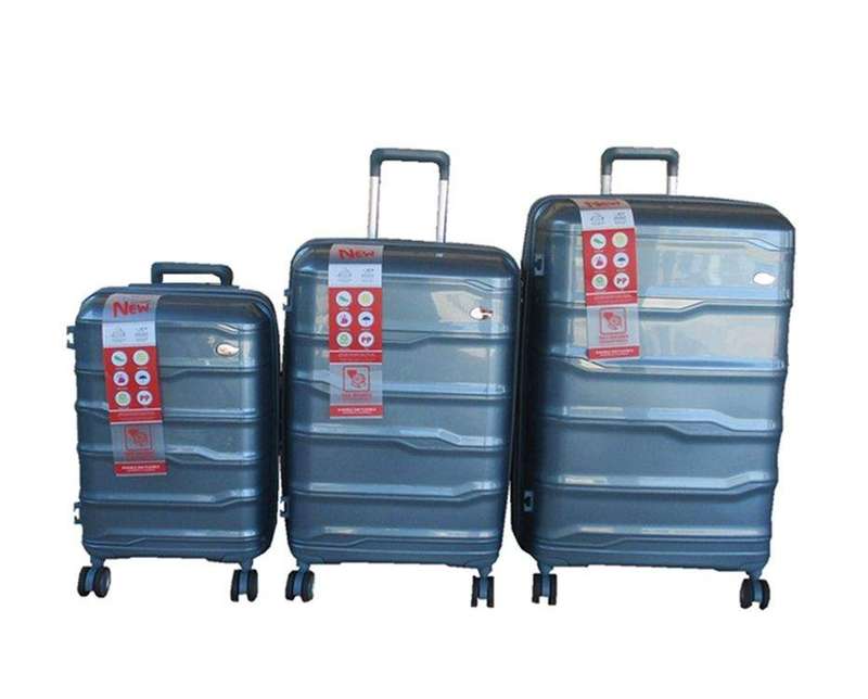 SMTE Unbreakable Travel Luggage 3 Piece Suitcases Spinner - Grey with keychain