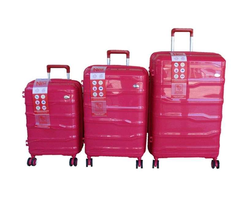 SMTE Unbreakable Travel Luggage 3 Piece Suitcases Spinner - Red with keychain