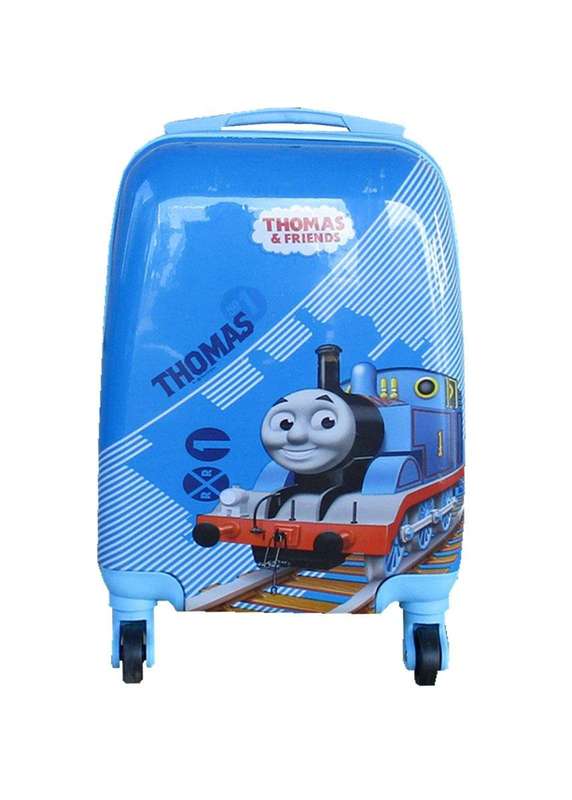 SMTE Kiddies Cartoon Hand Luggage Kids School Bag Suitcase for Children - Blue Thomas with keychain
