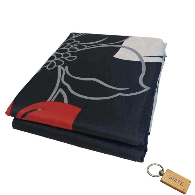 SMTE Luxurious Microfiber Bed Sheets: 150x189cm+Smte Keyring - Black & Red with keychain