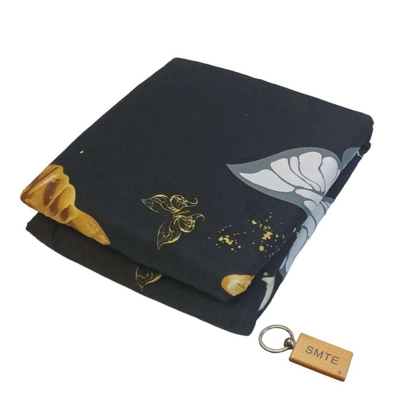 SMTE Luxurious Microfiber Bed Sheets: 150x189cm+Smte Keyring - Black Butterfly with keychain