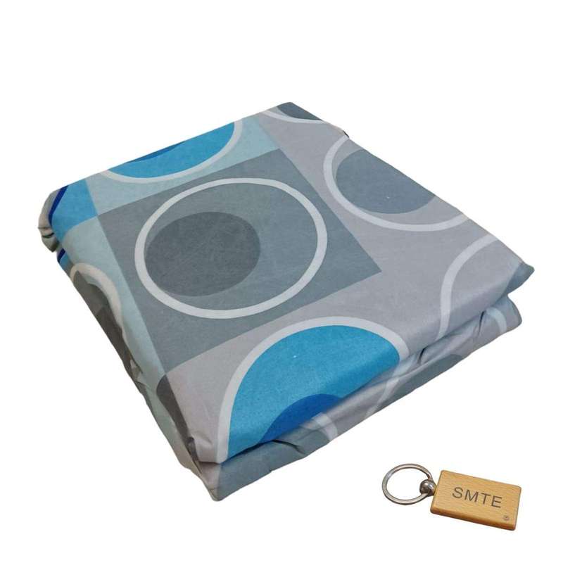 SMTE Luxurious Microfiber Bed Sheets: 150x189cm+Smte Keyring - Blue & Grey with keychain