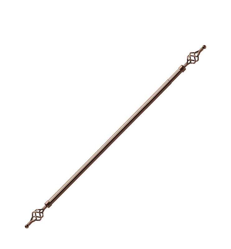 SMTE Sastro - Expandable Curtain Rod With Twisted Cage Finial 2m - Gold - Brown with keychain