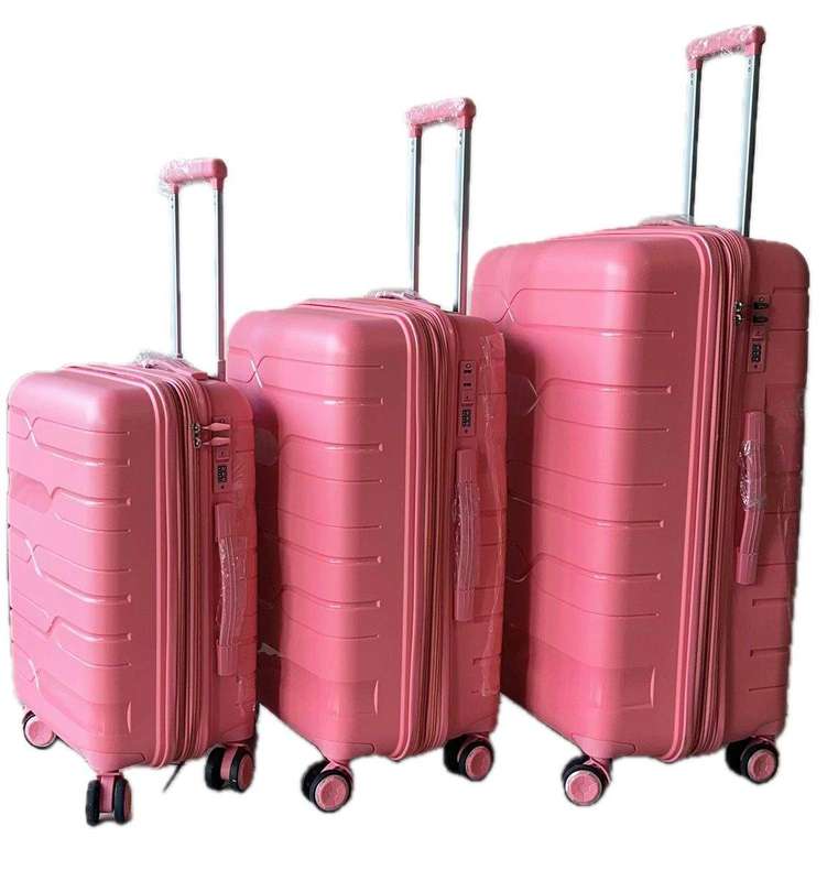SMTE Ultimate PP 3-Piece Unbreakable and Expandable Suitcase Set - Blush Pink with keychain
