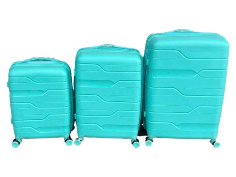 SMTE Ultimate PP 3-Piece Unbreakable and Expandable Suitcase Set - Mint Green with keychain