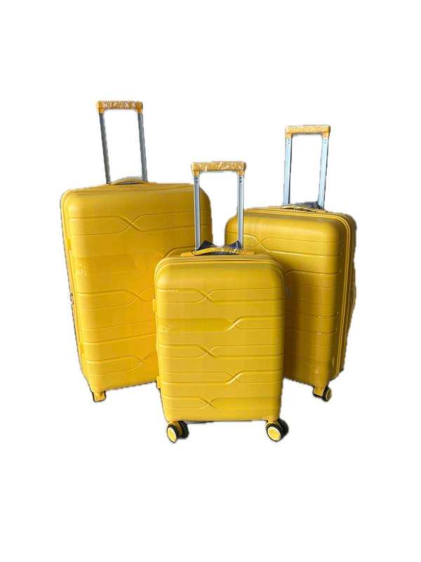 SMTE Ultimate PP 3-Piece Unbreakable and Expandable Suitcase Set - Royal Yellow with keychain