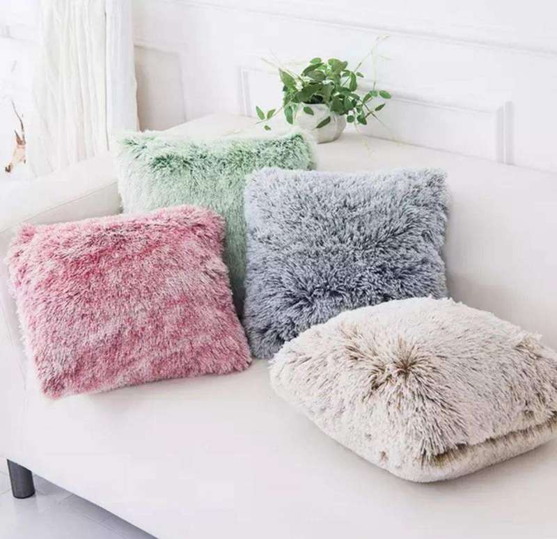 SMTE Fluffy Pillow Covers Set - Orange with keychain