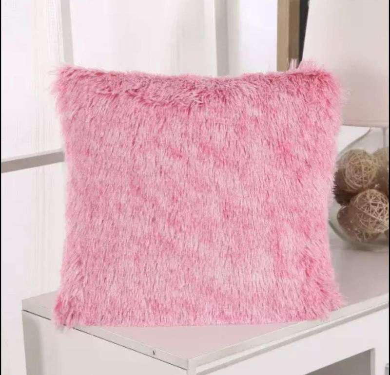 SMTE Fluffy Pillow Covers Set - Pink with keychain