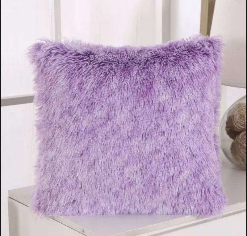 SMTE Fluffy Pillow Covers Set - Purple with keychain