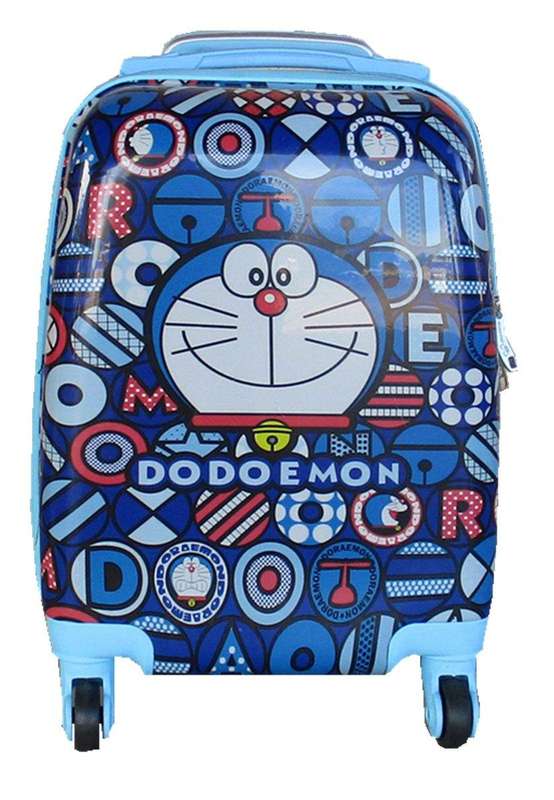 SMTE Kiddies Cartoon Hand Luggage Kids School Bag Suitcase for Children - BLUE DODOEMON with keyc...