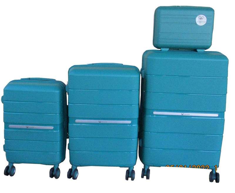 SMTE Unbreakable Travel Luggage 4 Piece Suitcases Spinner - Blue with keychain