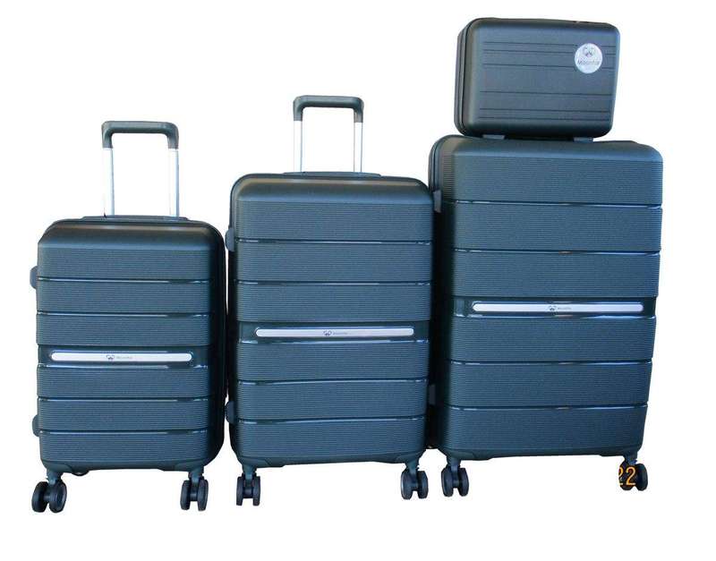SMTE Unbreakable Travel Luggage 4 Piece Suitcases Spinner - Dark Green with keychain