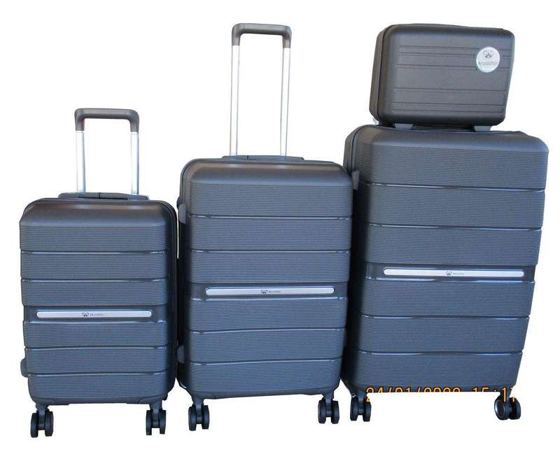 SMTE Unbreakable Travel Luggage 4 Piece Suitcases Spinner - Dark Grey with keychain