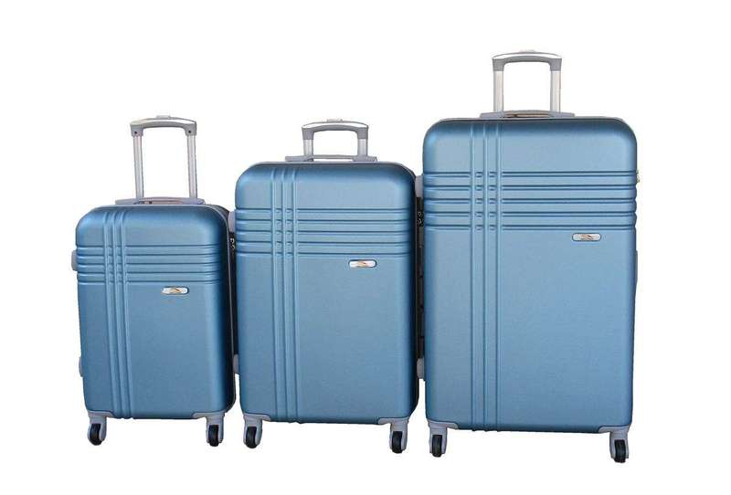 SMTE 3-Piece Travel 28-Inch Luggage Suitcase Bag Set - Stylish - Blue with keychain