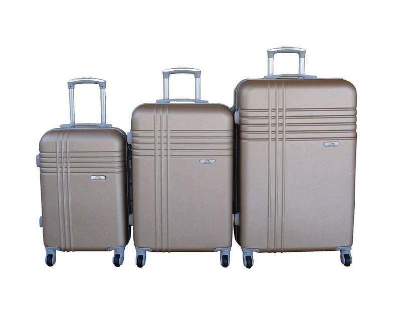 SMTE 3-Piece Travel 28-Inch Luggage Suitcase Bag Set - Stylish - Gold with keychain