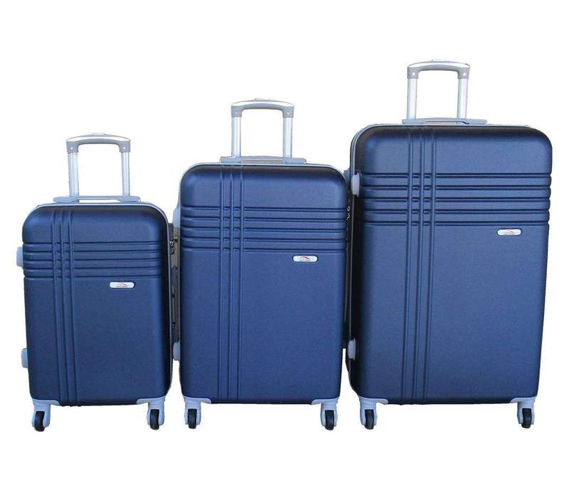 SMTE 3-Piece Travel 28-Inch Luggage Suitcase Bag Set - Stylish - Navy with keychain