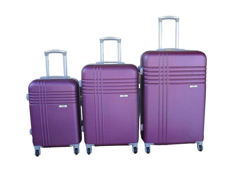SMTE 3-Piece Travel 28-Inch Luggage Suitcase Bag Set - Stylish - Purple with keychain